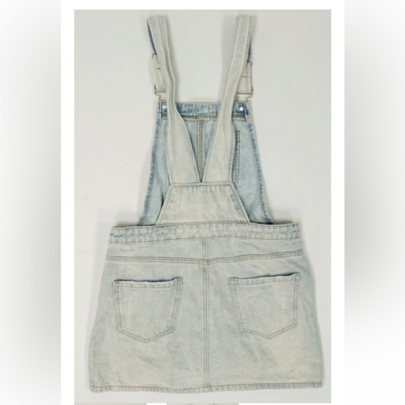 Forever 21 Denim Overall Mini Skirt Bleached M - Picture 16 of 17